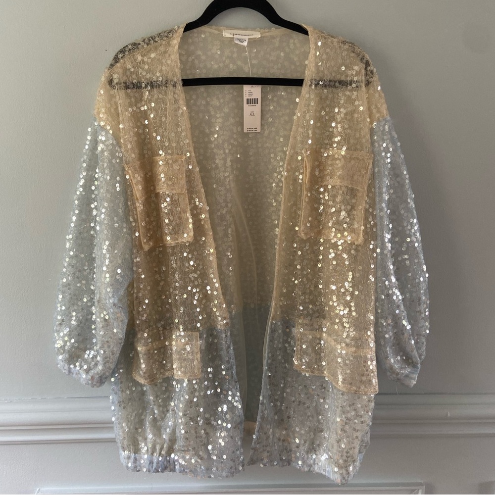 Anthropologie Sequin Shirt Jacket